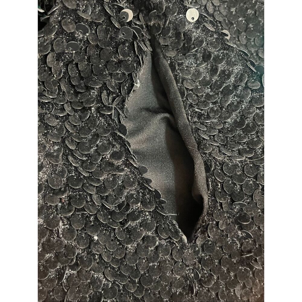 Gianni Bini Monroe Womens Black Sequin Floral Embroidered Zip Bomber Jacket XS - Picture 4 of 7